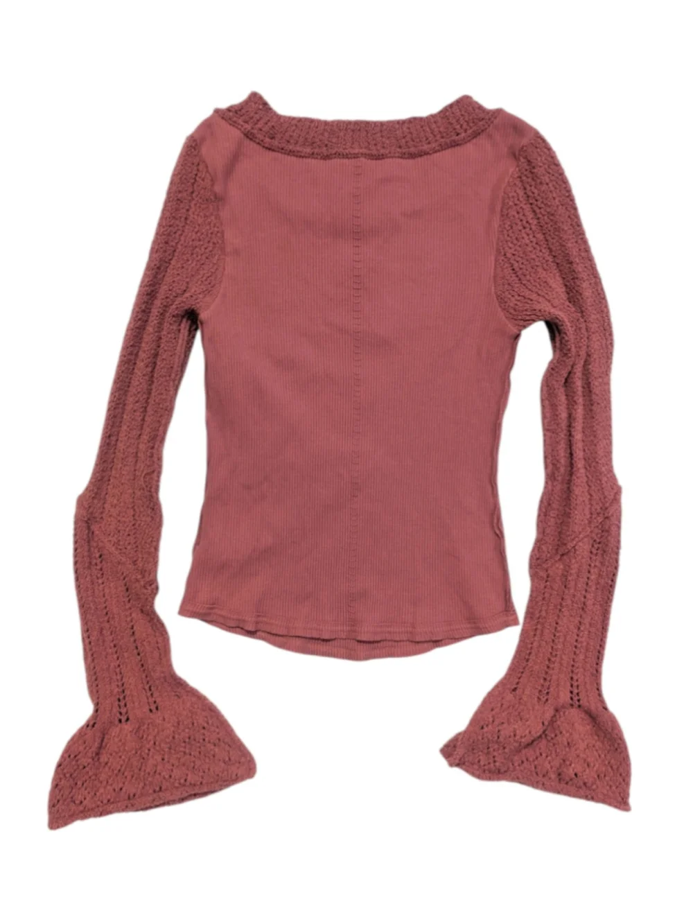 Free People Cuffing Season Long Sleeve Ribbed Knit Top, Size Medium